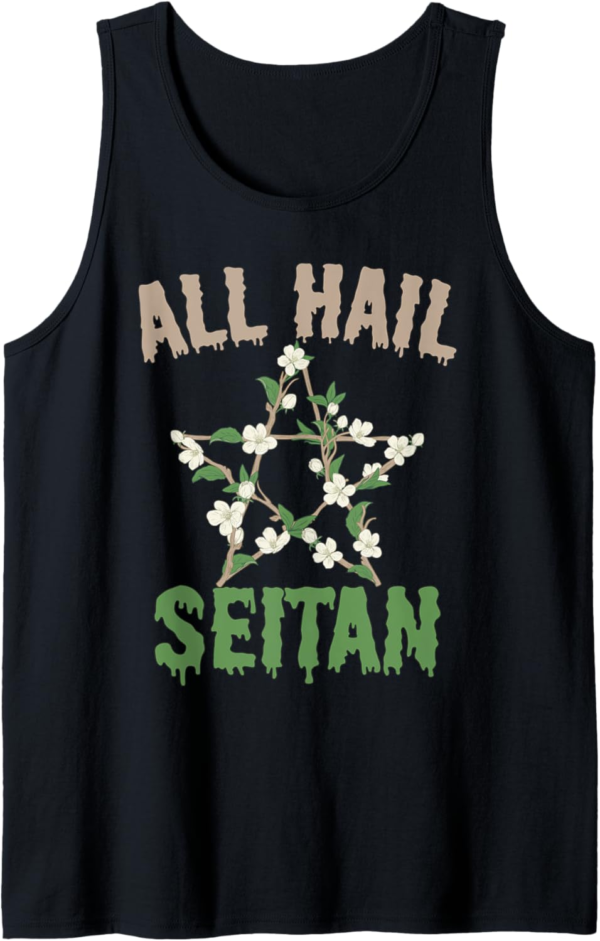 All Hail Seitan Funny Vegan Food Animal Rights Design Tank T... - Image 2